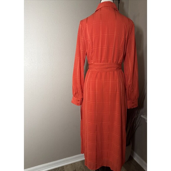 Calvin Klein Orange Shirt Dress Long Sleeve Lined Belted Size 2 NWT ($179) - Picture 2 of 5